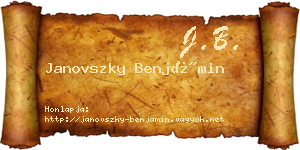 Janovszky Benjámin névjegykártya