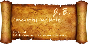 Janovszky Benjámin névjegykártya